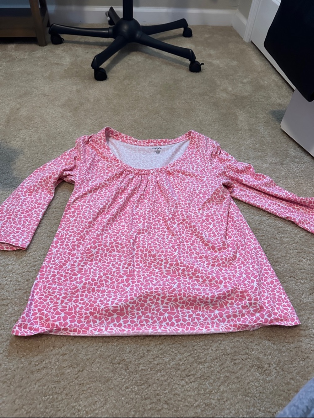Falls Creek Pink and White Printed Long-Sleeve Women’s Top